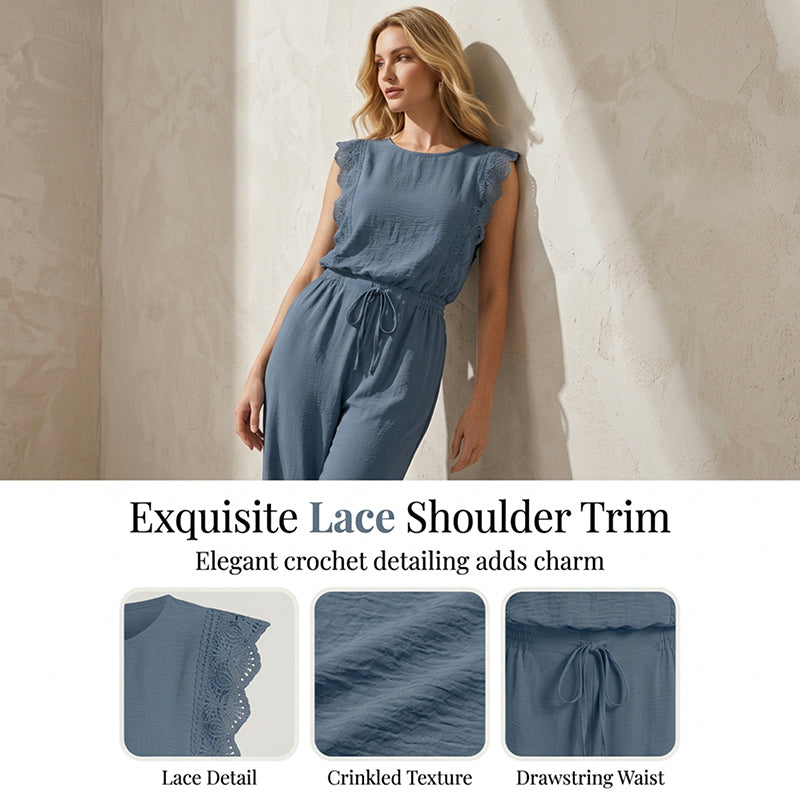 🌿50% Rabatt !!☁️ Damen ärmelloses Top und weite Hosen Set