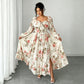 👗Maxikleid mit floralem Print, eckigem Ausschnitt und langen Ärmeln