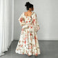 👗Maxikleid mit floralem Print, eckigem Ausschnitt und langen Ärmeln