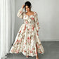 👗Maxikleid mit floralem Print, eckigem Ausschnitt und langen Ärmeln