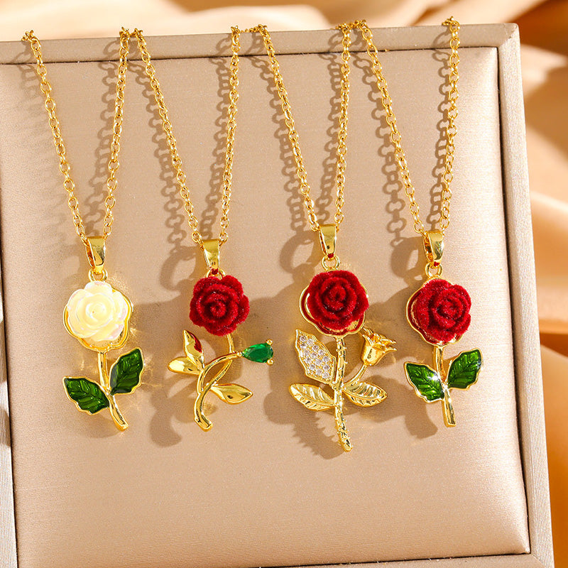 Elegante Rosen-Anhänger-Halskette