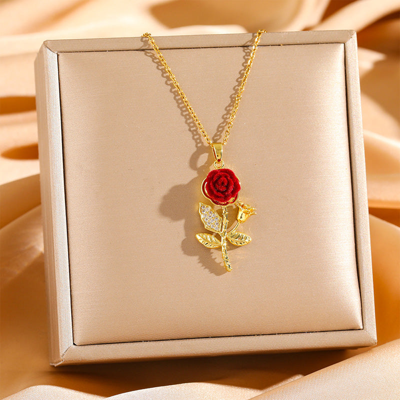 Elegante Rosen-Anhänger-Halskette