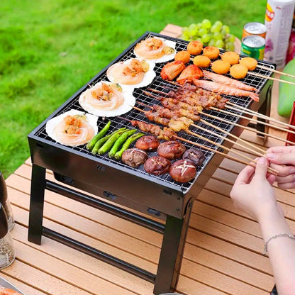 🍖 50%RABATT!! 🏕️ Faltbarer tragbarer Grill mit Schublade & Ständer – Kompakt, stabil & perfekt für Camping, Garten & Balkon ✨