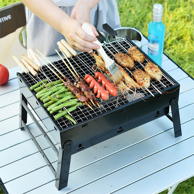 🍖 50%RABATT!! 🏕️ Faltbarer tragbarer Grill mit Schublade & Ständer – Kompakt, stabil & perfekt für Camping, Garten & Balkon ✨