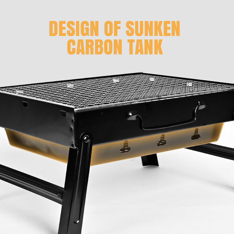 🍖 50%RABATT!! 🏕️ Faltbarer tragbarer Grill mit Schublade & Ständer – Kompakt, stabil & perfekt für Camping, Garten & Balkon ✨