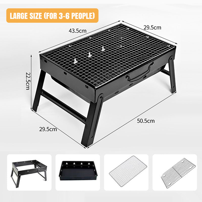 🍖 50%RABATT!! 🏕️ Faltbarer tragbarer Grill mit Schublade & Ständer – Kompakt, stabil & perfekt für Camping, Garten & Balkon ✨