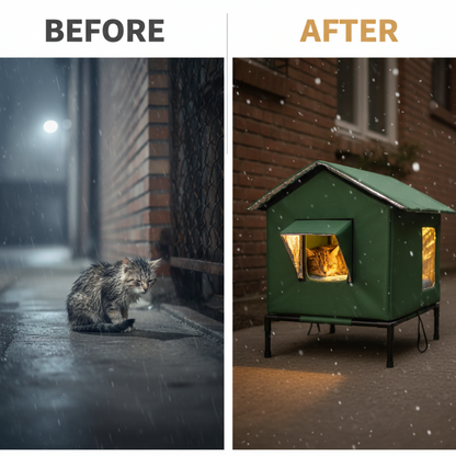 🐱🏠🔥 50% RABATT ⏰ Wasserdichtes Outdoor-Katzenhaus – erhöht, klappbar & wetterfest ✨ Perfekt für Garten, Balkon & Streuner
