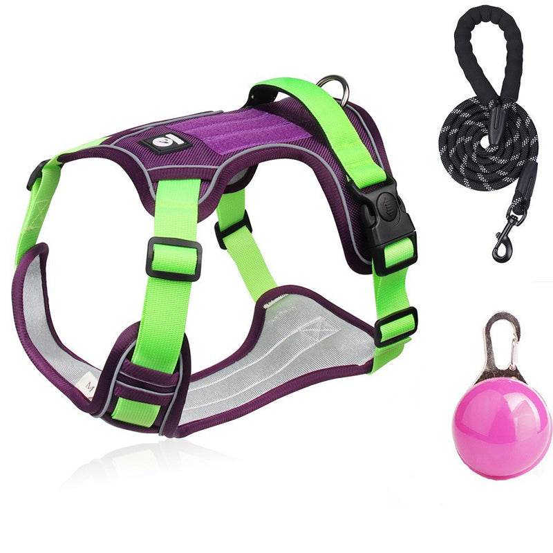🐕 50% RABATT! ✨ Hundegeschirr ohne Zugkraft mit Leine und LED-Halsband – Vorderer D-Ring, Reflektierend, Verstellbar 🦮