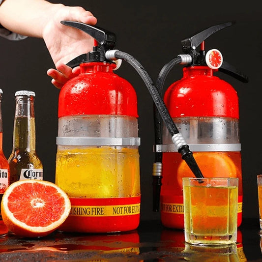 🧯 Feuerlöscher-Bierspender 2L ✨ Einzigartiges Design, Lebensmittelechtes Acryl, Handdruck-System, Ideal für Party & Bar
