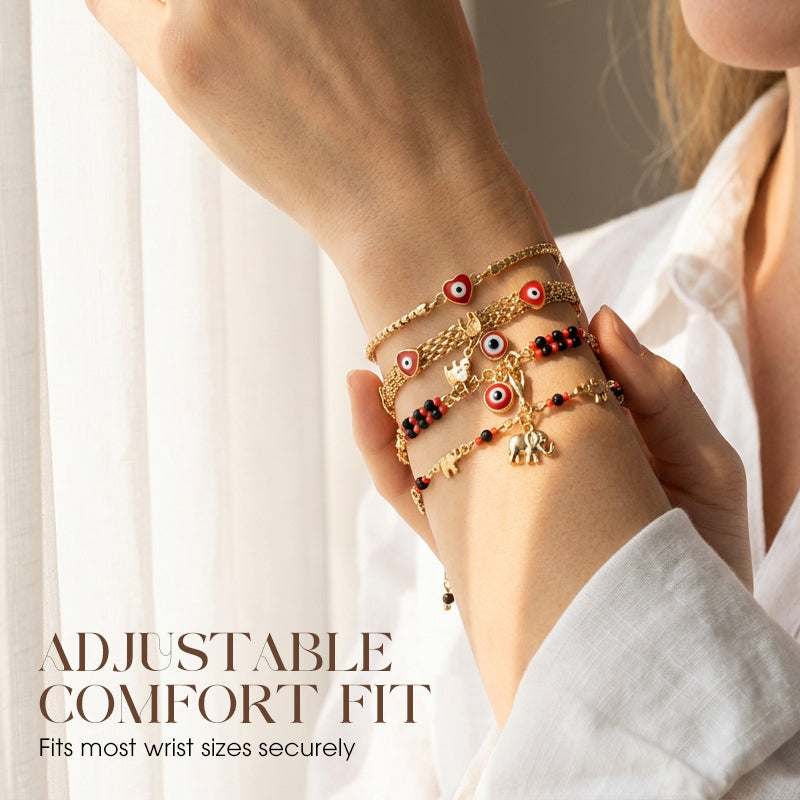 🧿 50% RABATT! 💕 Armband im Bohème-Stil mit Anhängern – Böser Blick & Elefant – Schützend, boho-chic & perfekt als Geschenk ✨