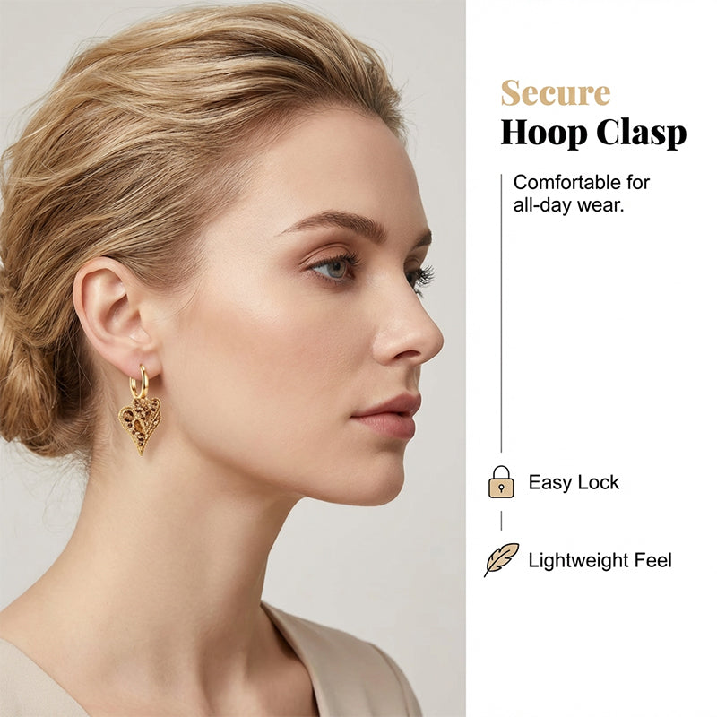 Elegante funkelnde Herz-Hoop-Ohrringe