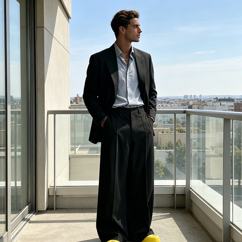 Minimalistische Herrenhose mit weitem Bein