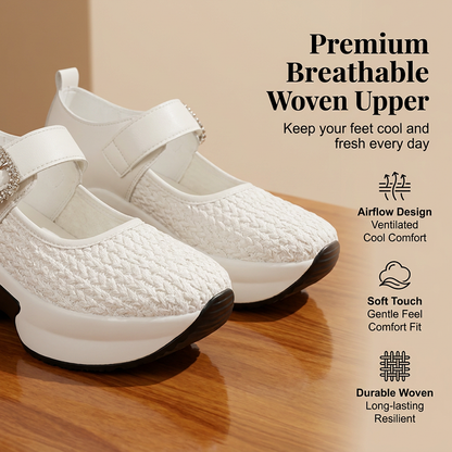 👞 LIMITED-TIME 50% RABATT! ✨ Plateau-Mary-Janes – Gewebt, Atmungsaktiv, Dämpfende Sohle, Rutschfest, 2 Farben ✨