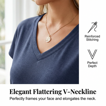 Lässiges Damen-T-Shirt mit V-Ausschnitt und kurzen Ärmeln