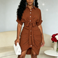🔥Nur solange der Vorrat reicht – 50% RABATT!🎉 Damen Lässiges Hemdblusenkleid mit Knopfleiste