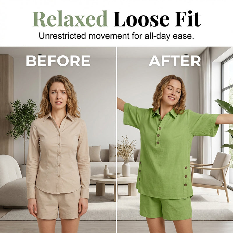 👕2-teiliges Set für Damen – Relaxte Passform, Polokragen, perfekt für den Sommer. ✨