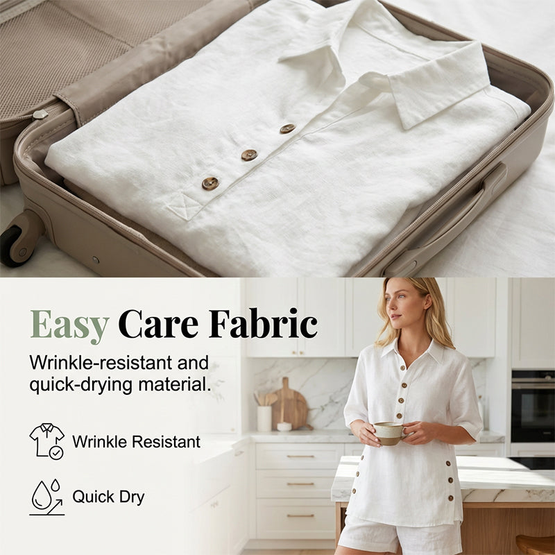 👕2-teiliges Set für Damen – Relaxte Passform, Polokragen, perfekt für den Sommer. ✨