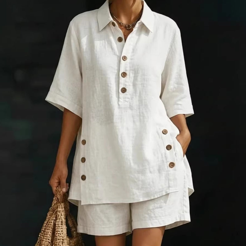 👕2-teiliges Set für Damen – Relaxte Passform, Polokragen, perfekt für den Sommer. ✨