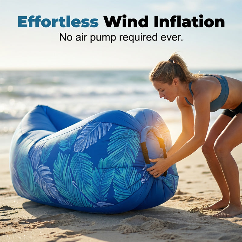 ☀️ Aufblasbarer Strandliege-Luftsessel mit Sonnenschutz – Leicht, kompakt & perfekt für Strand, Pool oder Camping 🌊