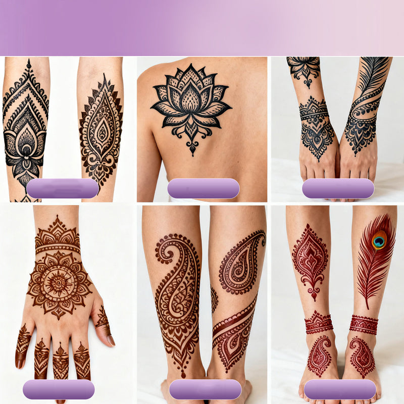 🎨 50% RABATT! ✍️ Komplettes 3-Farben-Henna-Tattoo-Set – Natürlich, langanhaltend & perfekt für kreative Körperkunst zu Hause 🌸