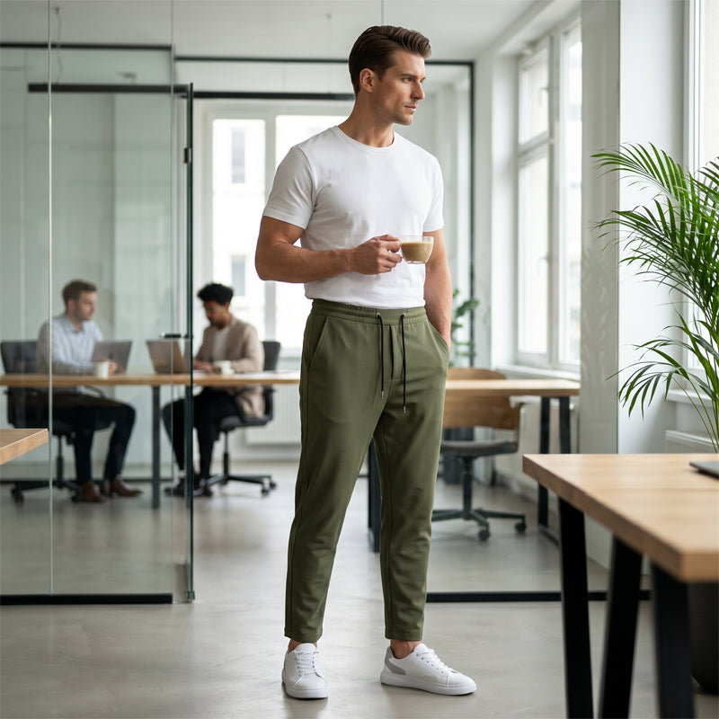 Einfarbige Herren-Slim-Fit-Hosen mit Knöchellänge