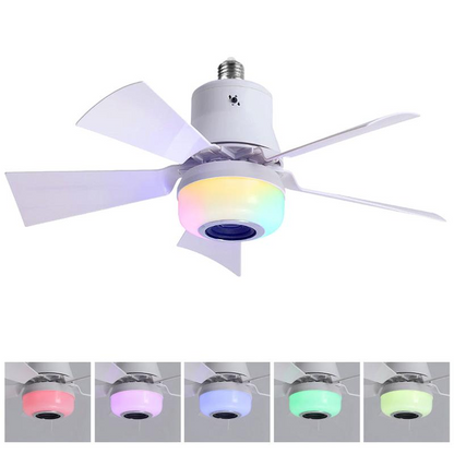 🍃Intelligenter Deckenventilator mit RGB-Beleuchtung & Bluetooth-Lautsprecher - 3 Stufen, Fernbedienung & E27-Sockel