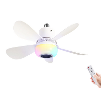 🍃Intelligenter Deckenventilator mit RGB-Beleuchtung & Bluetooth-Lautsprecher - 3 Stufen, Fernbedienung & E27-Sockel