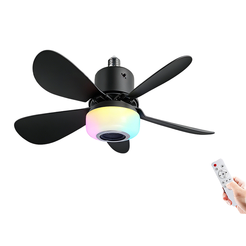 🍃Intelligenter Deckenventilator mit RGB-Beleuchtung & Bluetooth-Lautsprecher - 3 Stufen, Fernbedienung & E27-Sockel
