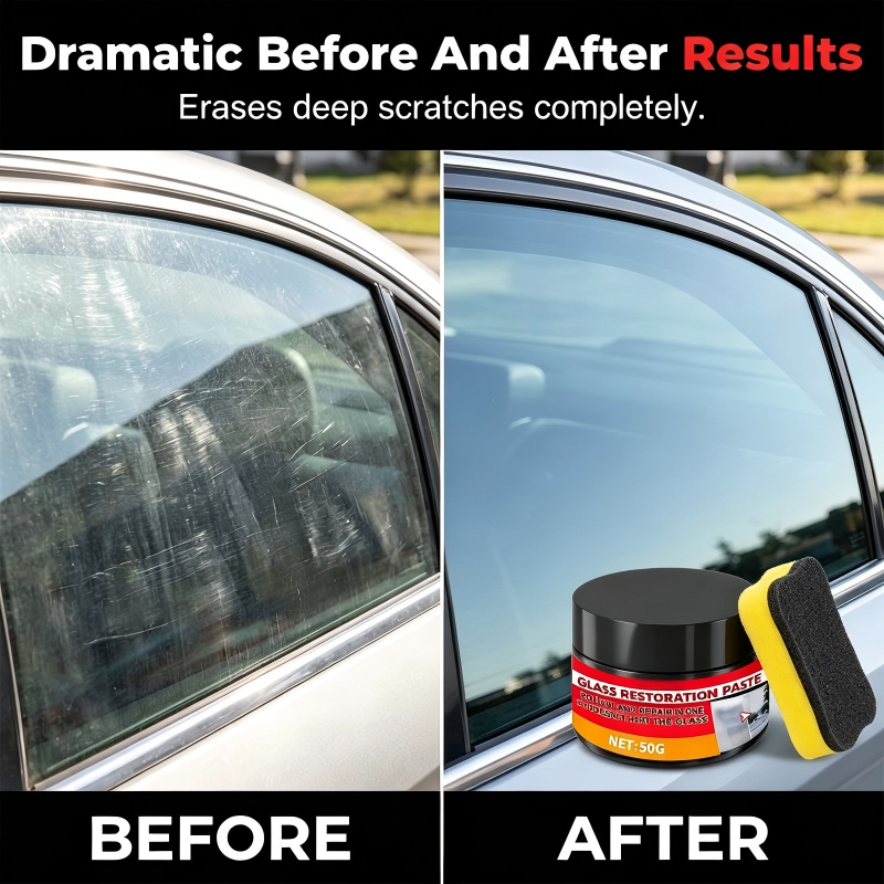 ✨Reparaturpaste für Kratzer im Autoglas mit Schwamm