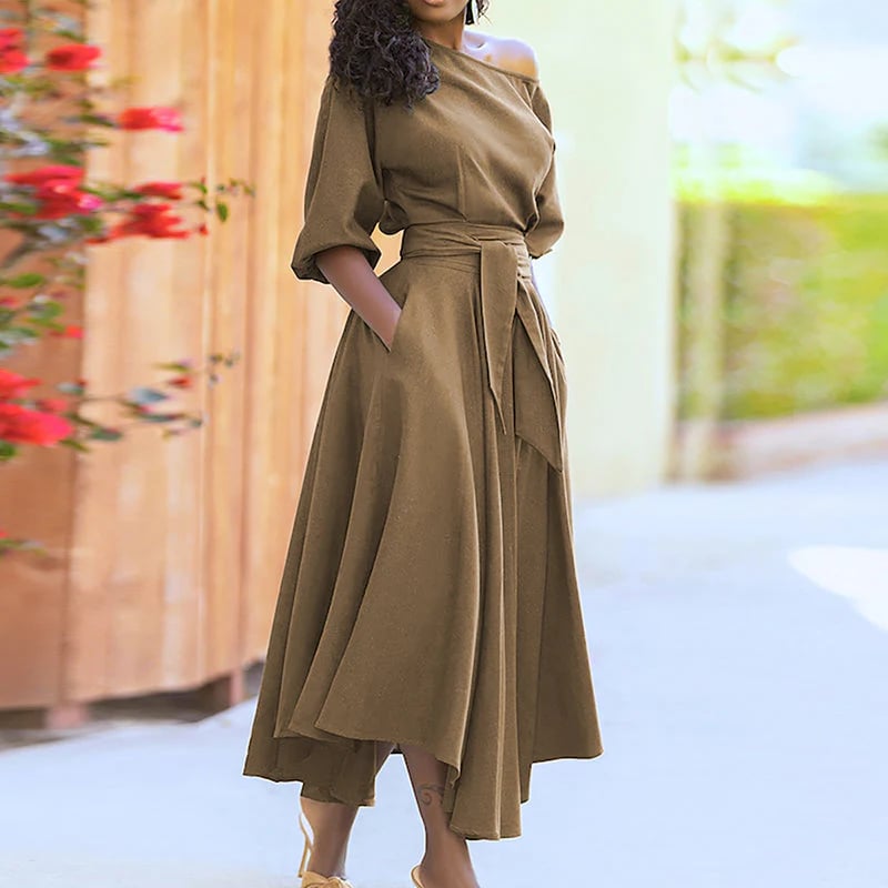 👗 LIMITED-TIME 50% RABATT! ✨ Elegantes Einfarbiges Kleid – Vielseitig, Büro, Feier ✨