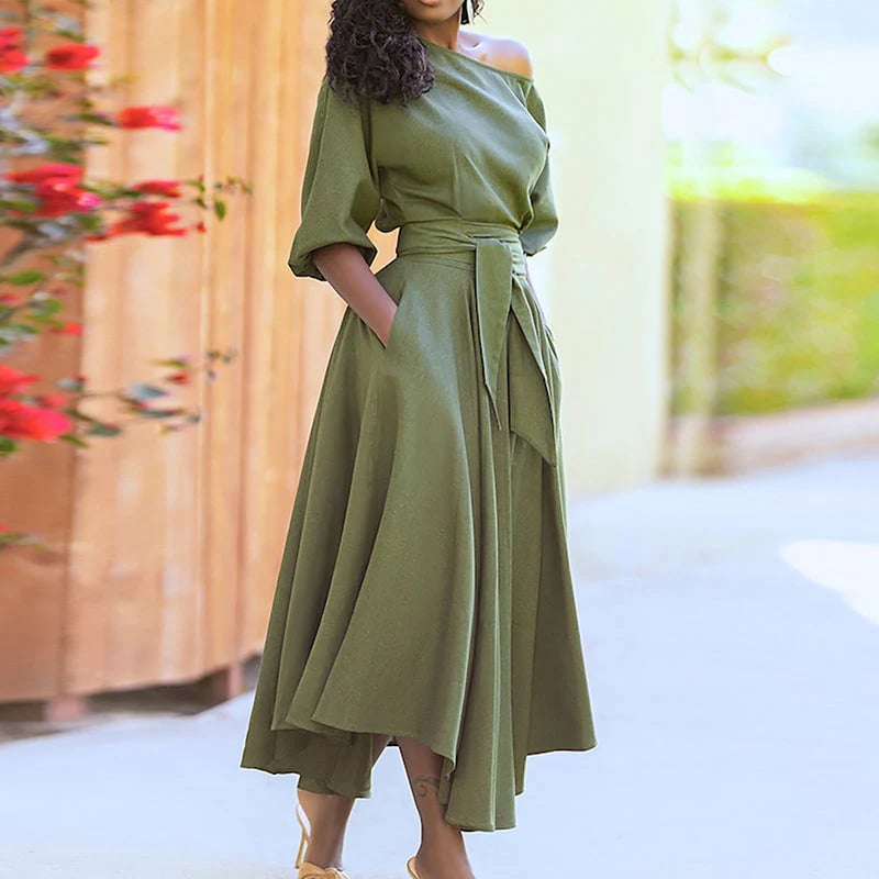 👗 LIMITED-TIME 50% RABATT! ✨ Elegantes Einfarbiges Kleid – Vielseitig, Büro, Feier ✨