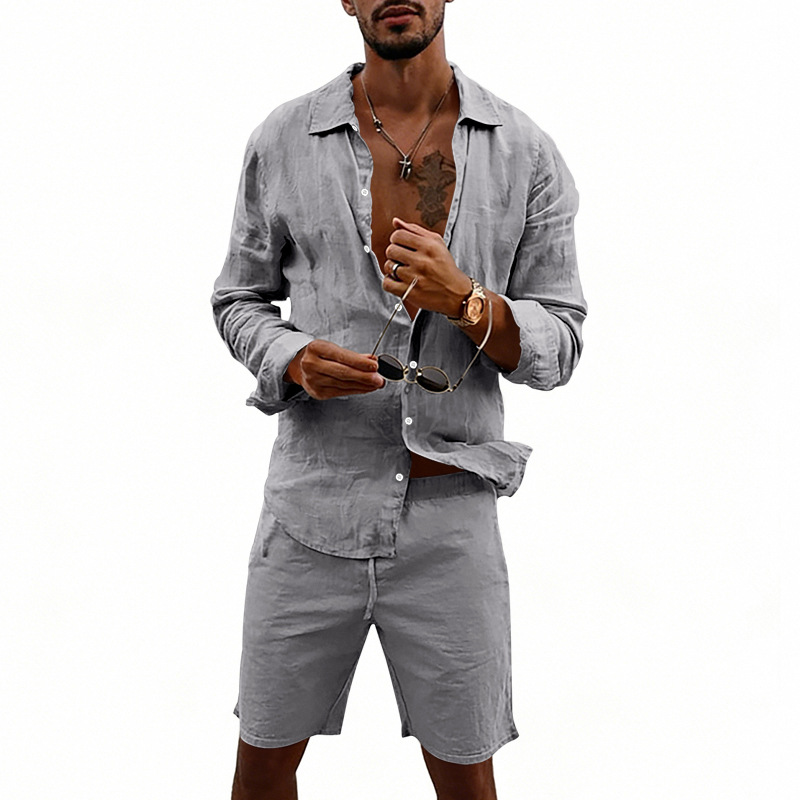 👔 NUR FÜR KURZE ZEIT 50% RABATT! ✨ Herren-Leinenhemd & Shorts Set – Lässig, Sommerlich, Luftig ✨