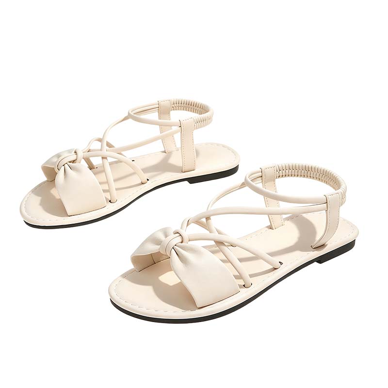Damen-Sandalen mit überkreuzten Riemen, flache Sohle