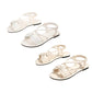 Damen-Sandalen mit überkreuzten Riemen, flache Sohle