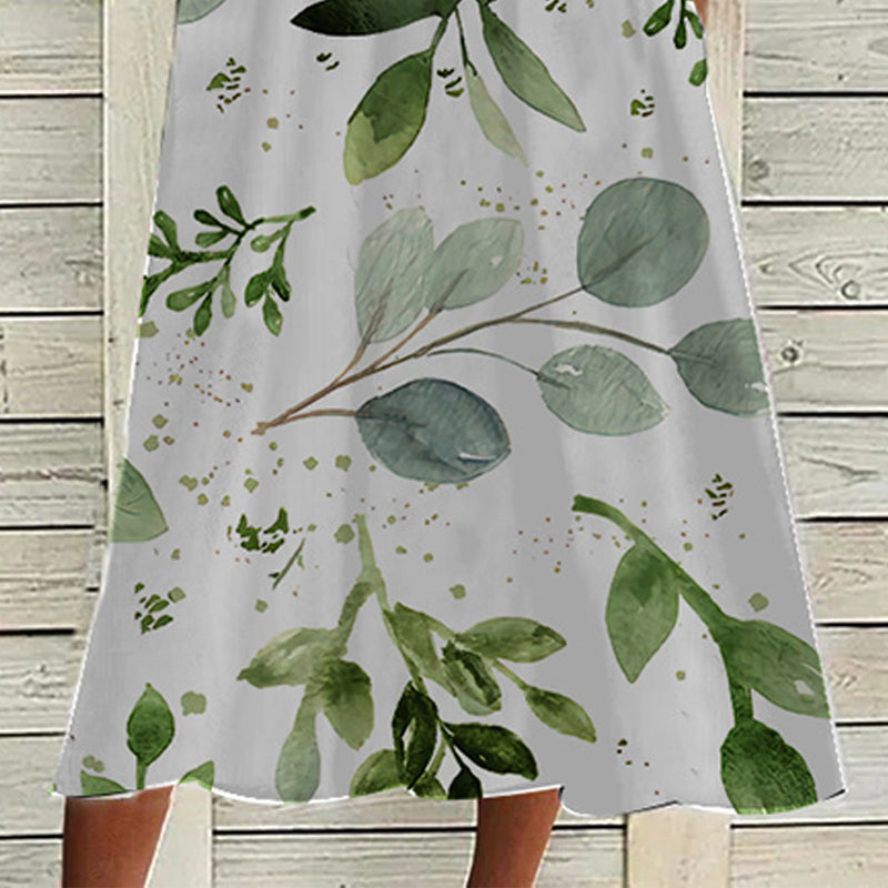 👗✨ DAMEN ELEGANTES RUNDHALSKLEID MIT AUFDRUCK – 50% RABATT! Zeitloser Schnitt, schmeichelhafte A-Linie & perfekt für festliche Anlässe, Hochzeiten oder den Alltag 🌸