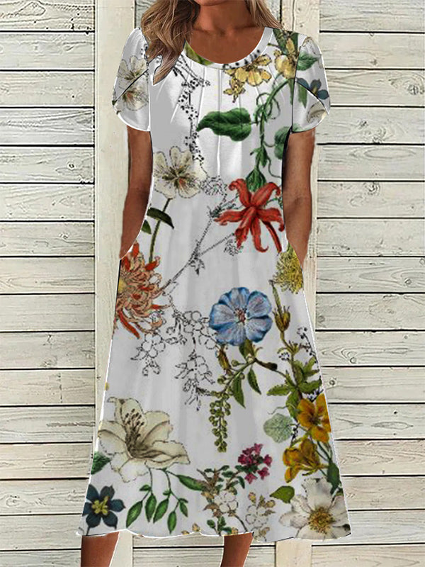 👗✨ DAMEN ELEGANTES RUNDHALSKLEID MIT AUFDRUCK – 50% RABATT! Zeitloser Schnitt, schmeichelhafte A-Linie & perfekt für festliche Anlässe, Hochzeiten oder den Alltag 🌸