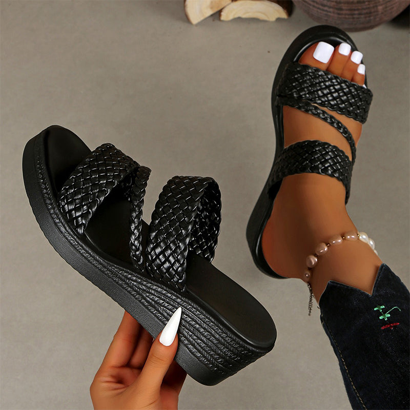 👠🌺Damen-Plateausandalen mit gewebtem Riemen