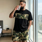 Herren-Set aus Tarnmuster-T-Shirt und Shorts