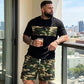 Herren-Set aus Tarnmuster-T-Shirt und Shorts