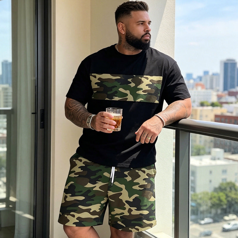 Herren-Set aus Tarnmuster-T-Shirt und Shorts