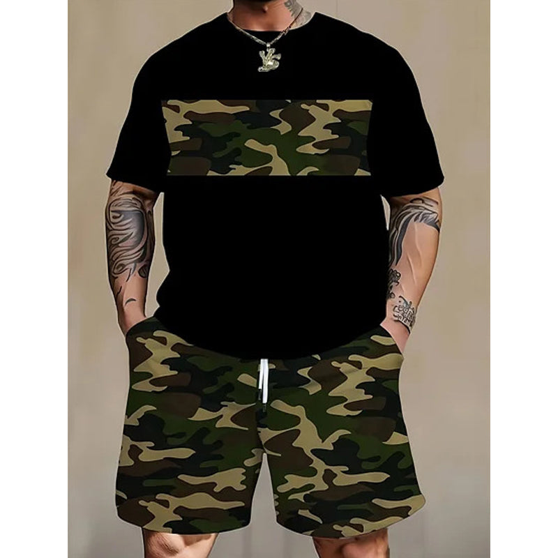 Herren-Set aus Tarnmuster-T-Shirt und Shorts