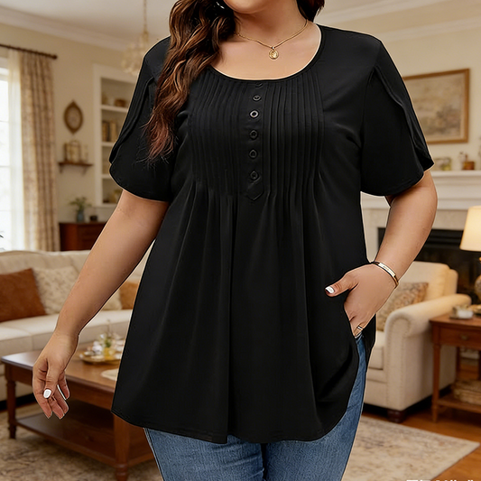 💥 JETZT HALBPREIS! 👚 Damen T-Shirt mit Puffärmeln & Front-Falten ✨ Elegant, weich & atmungsaktiv – perfekt für Büro & Brunch 🌸