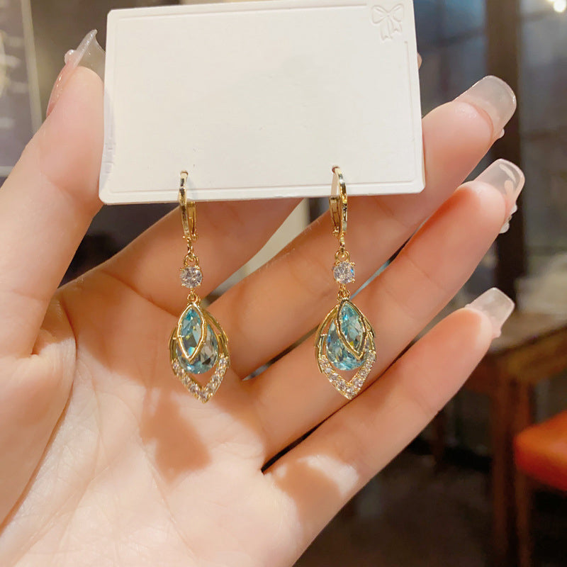💎💧 Himmelblaue Tropfen-Creolen mit Drop-Effekt – elegante Hänger für Damen – Leichte, funkelnde Ohrringe für den täglichen Chic oder besondere Anlässe ✨