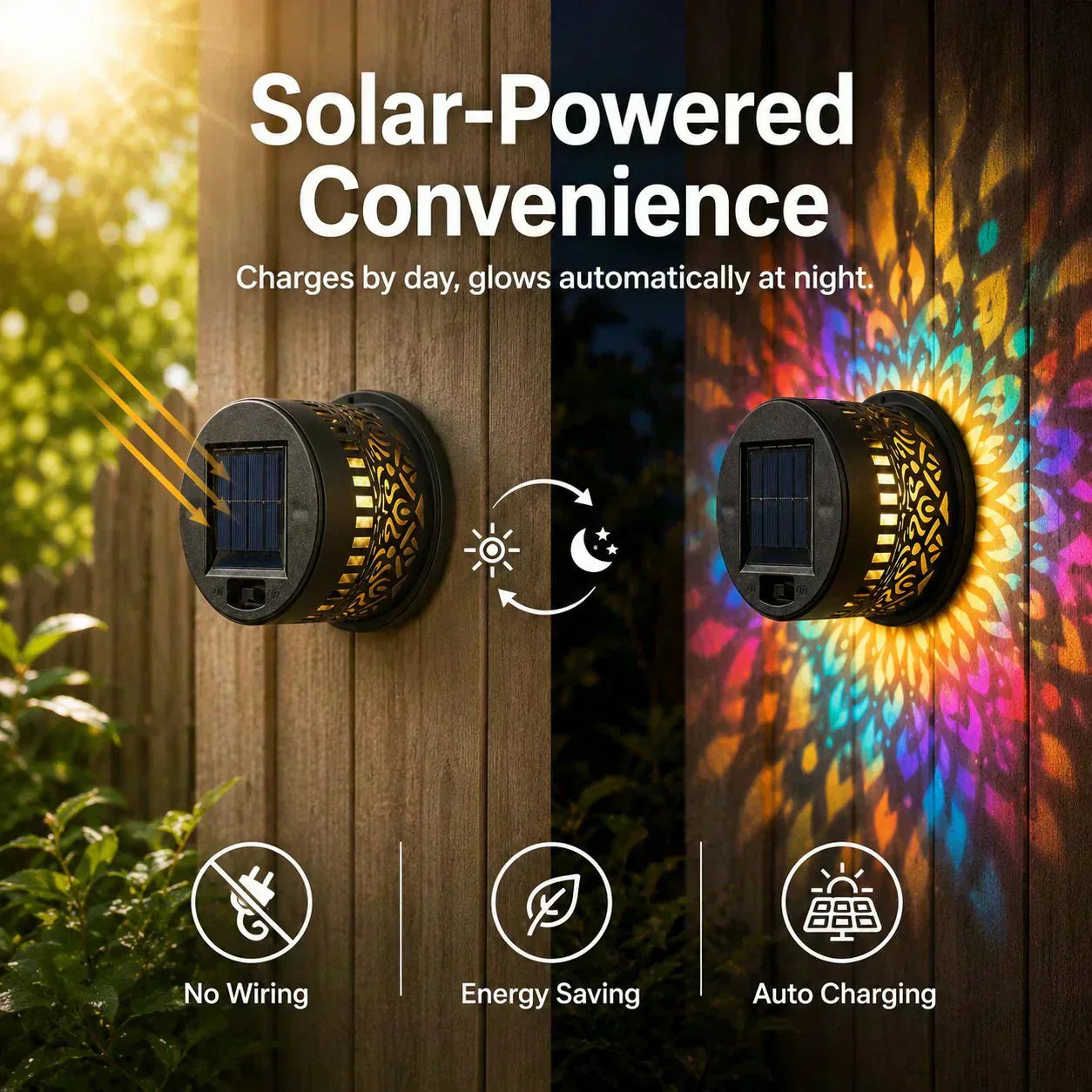 🌞  🌀 Solar Mandala Light – Stunning Pattern Projection, 2-in-1 Floor & Wall Design & IP65 Waterproof Auto On/Off 🌿