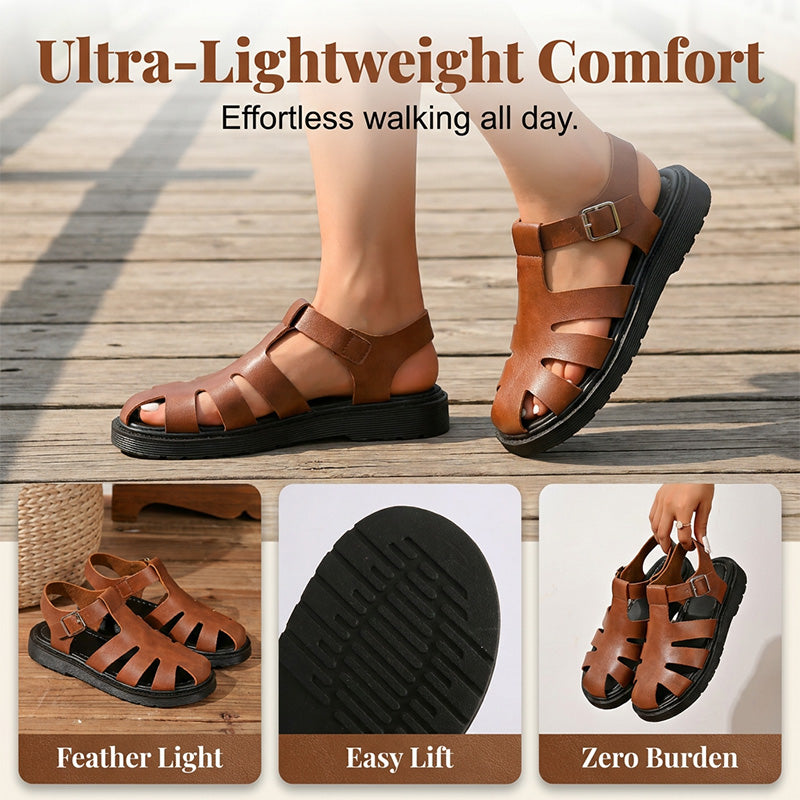 Damen Sandalen im Vintage-Stil mit Plateau und Cut-Outs