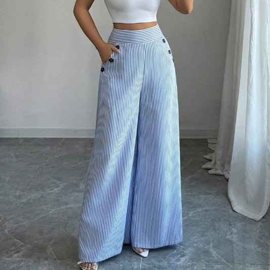 Hochtaillierte Hose mit Streifen und weitem Bein 🌟👖