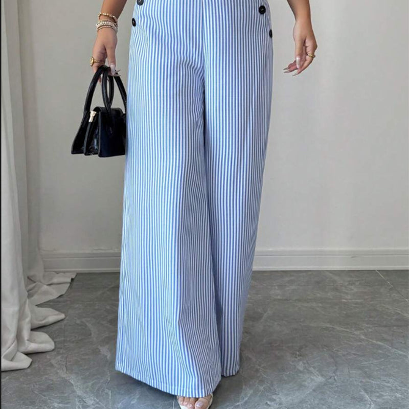 Hochtaillierte Hose mit Streifen und weitem Bein 🌟👖