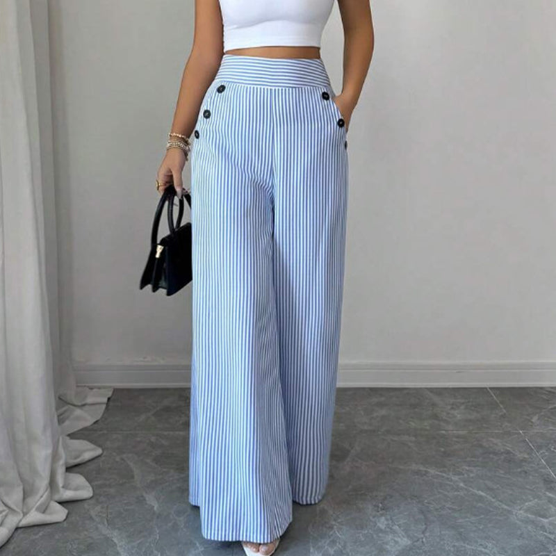 Hochtaillierte Hose mit Streifen und weitem Bein 🌟👖