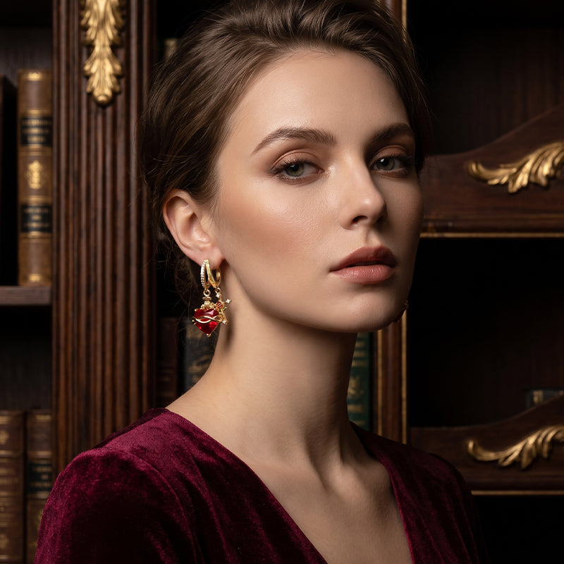 💍 BEGRENZTE ZEIT 50% RABATT! ✨ Rote Herz & Kreuz Ohrringe – Vintageinspiriert, Zart, Symbolisch ✝️