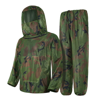 🏕️🦟 Tarnfarbener Anti-Mücken-Anzug mit Netzstoff – Atmungsaktive Schutzkleidung für Camping & Angeln